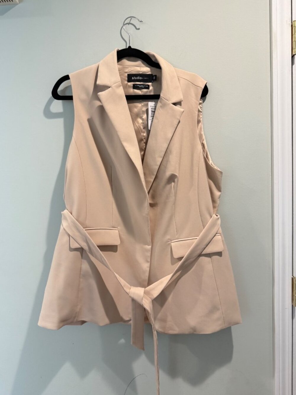 NWT Torrid Studio Refined Crepe Belted Longline Blazer Vest Size 12/ Large